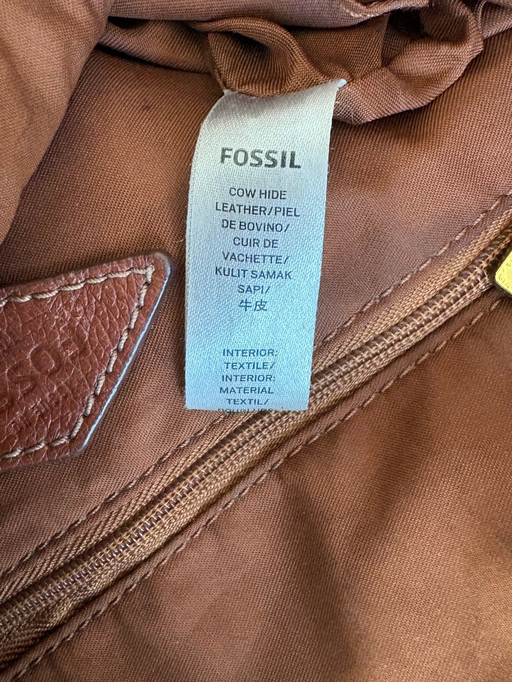 Fossil Brown Leather Crossbody Tote - Classic Women's Bag - Picture 9 of 11